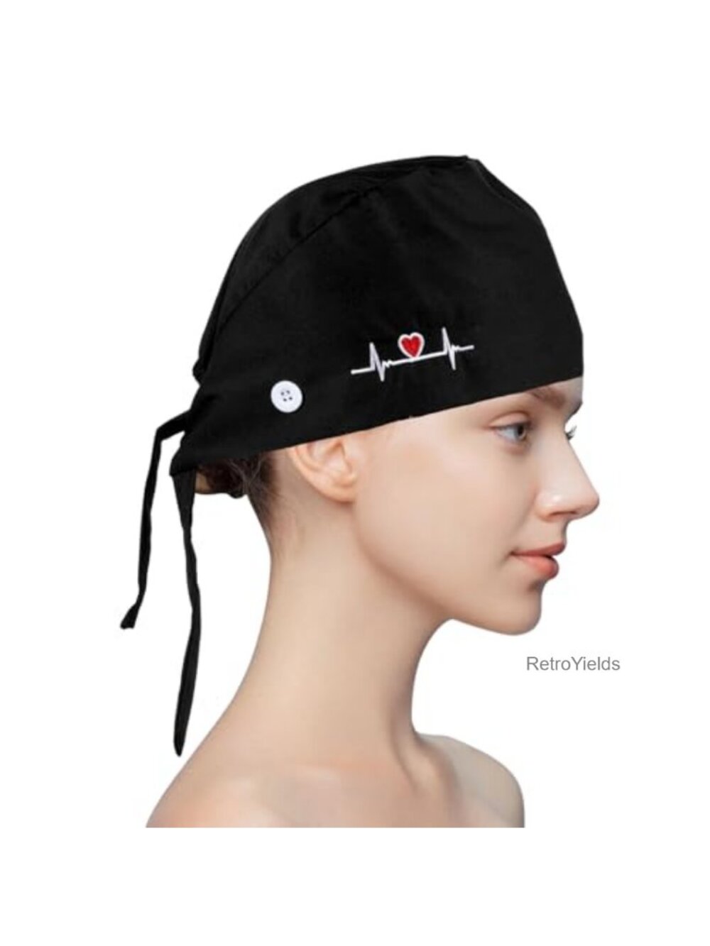 Scrub Cap Adjustable Working Cap Button Sweatband Nurse Hat